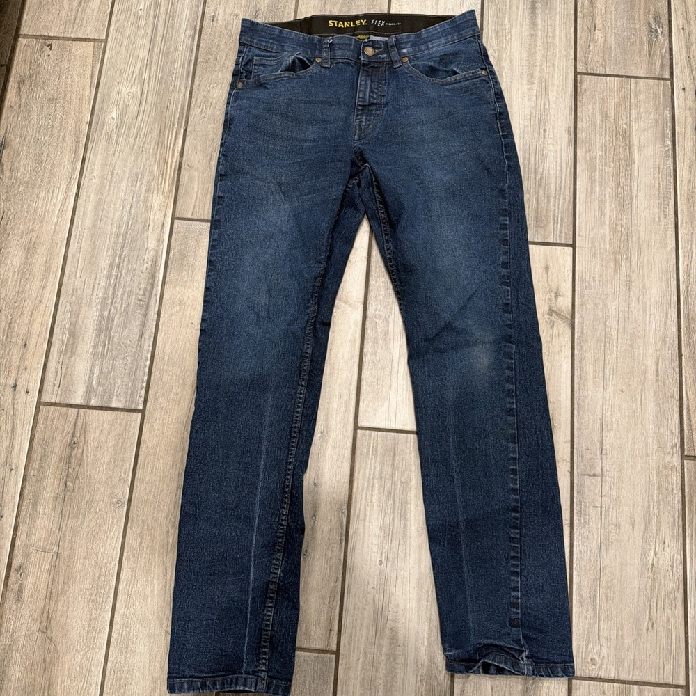 Stanley Flex Jeans Mens 32x32 Blue Denim Cotton Logo Straight Leg Medium Wash